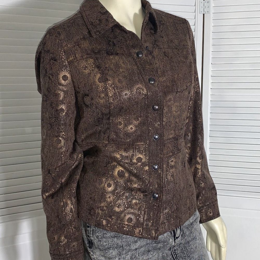 Coldwater Creek Metallic Snap Down‎ Jacket Size 10